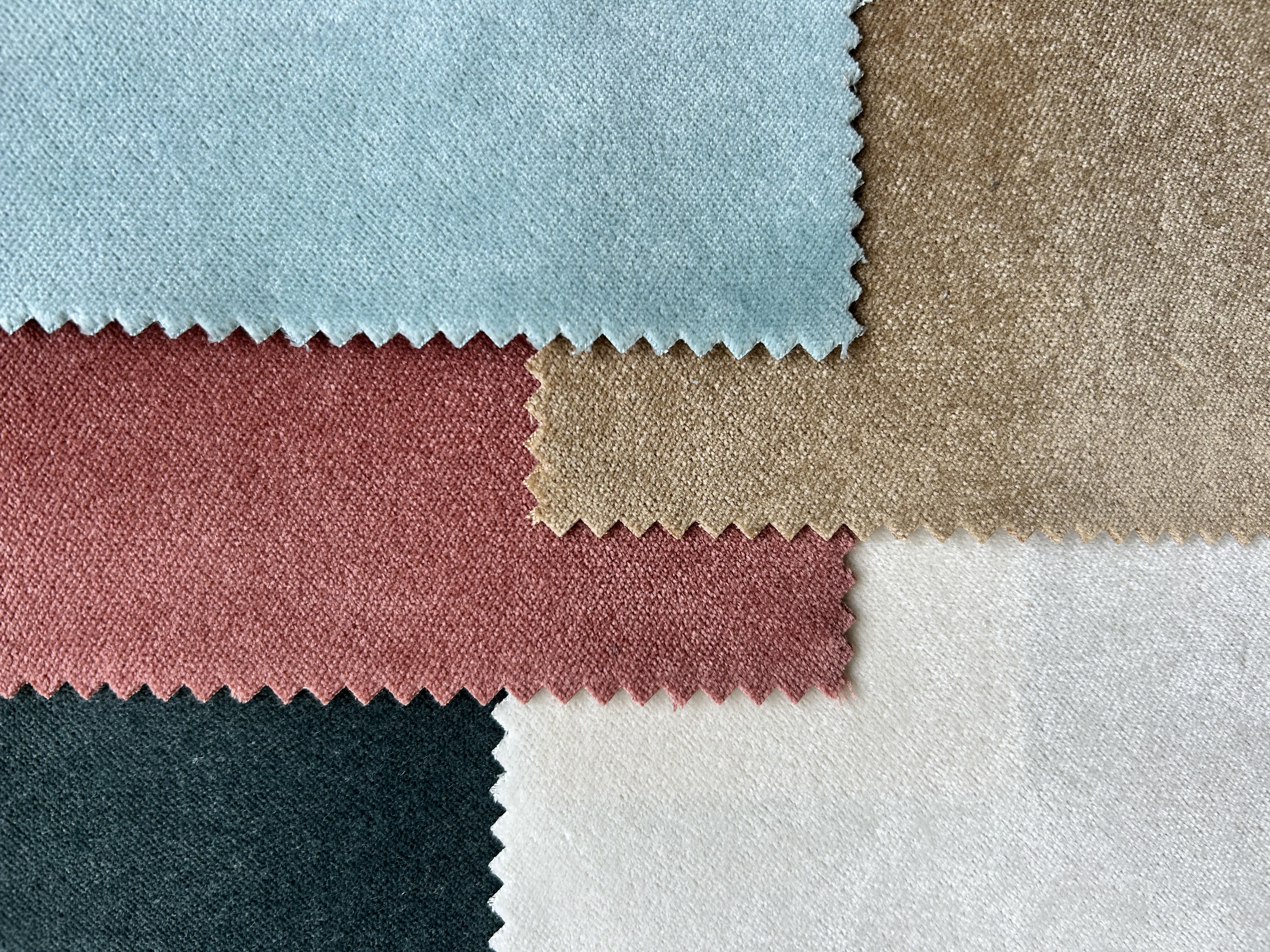 Companion Velvets mood board in sage, seafoam, river, slate, berry, and fig