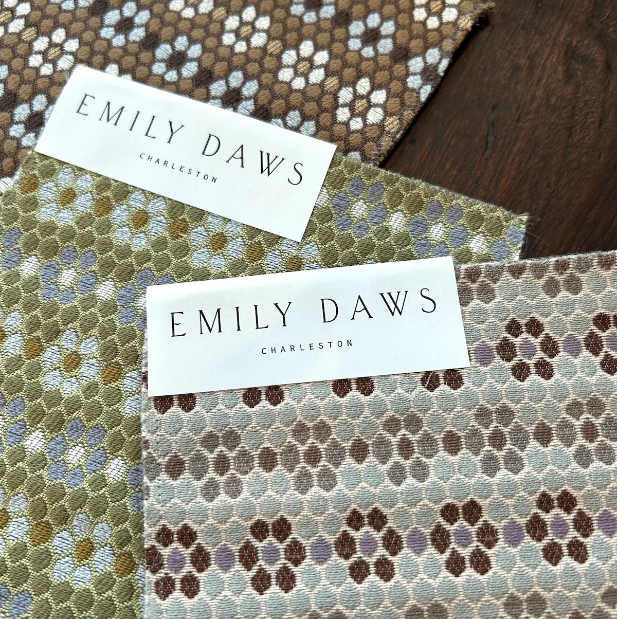 Nectar swatches with Emily Daws Charleston labels
